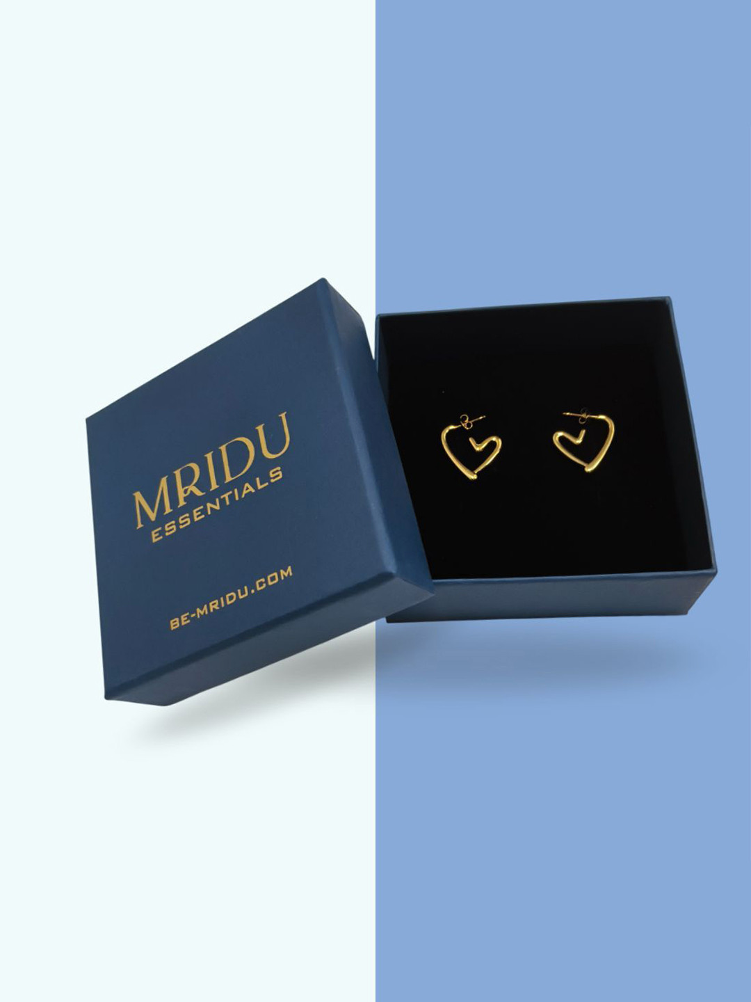 MRIDU ESSENTIALS Stainless Steel Gold-Plated Heart Shaped Half Hoop Earrings