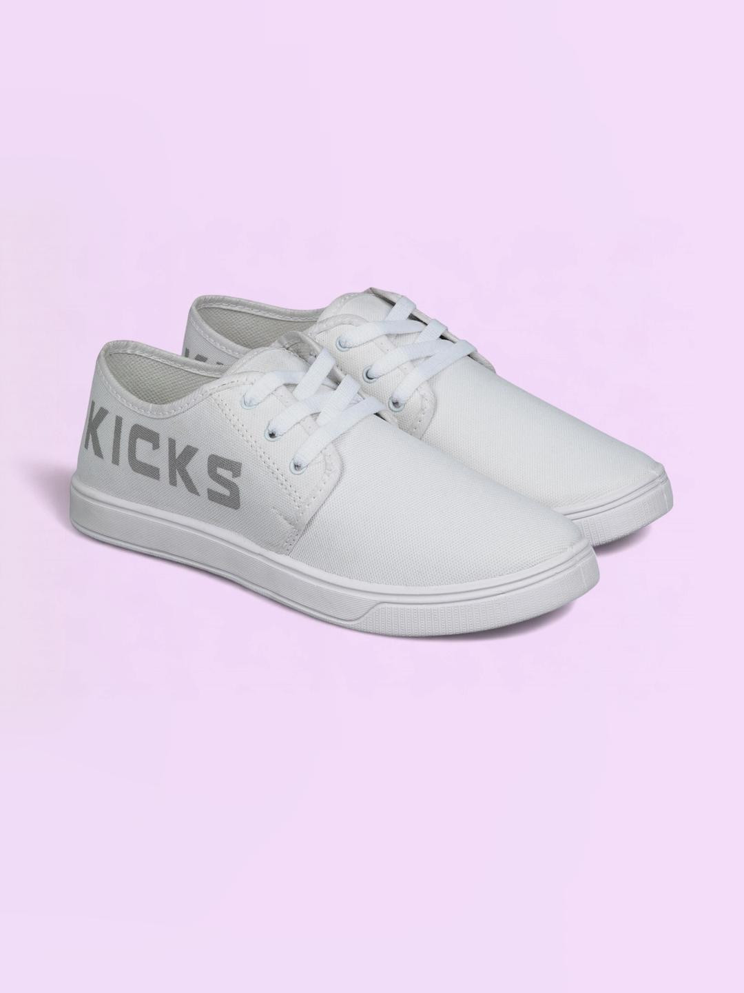 Free Kicks Men Off White Canvas Marking Running Sports Shoes