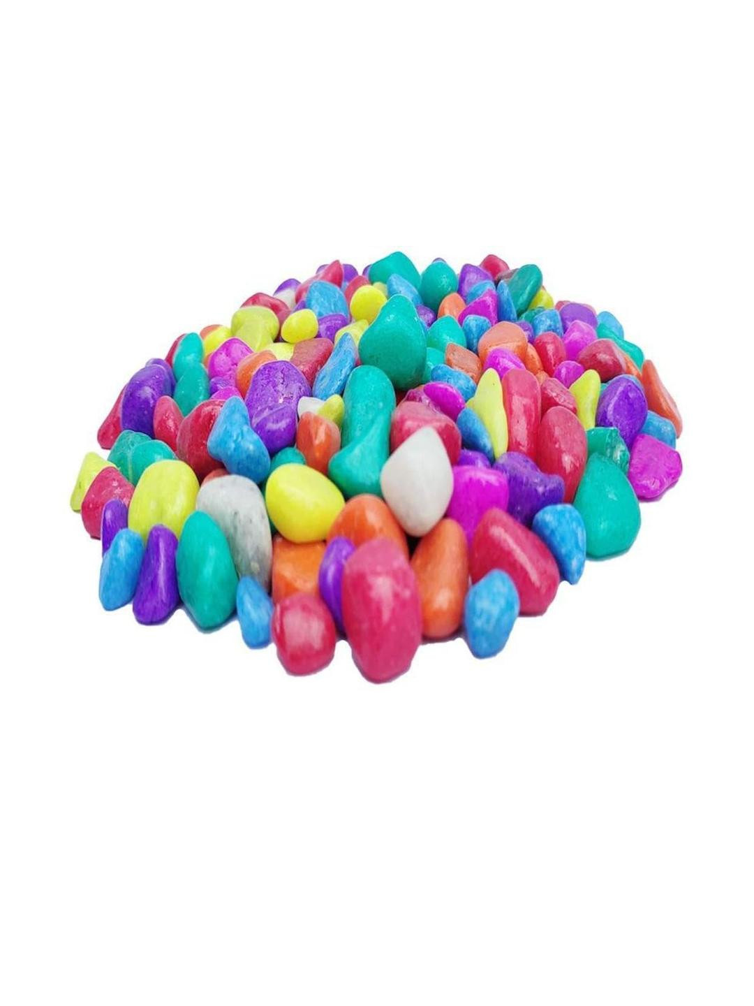 Somil Multicolor Pebbles/Stones for Garden, Plants, Lawns, Aquariums, Fish Pots, Home Decor, Vases, Furniture Filler. Size: 10-30mm, Shiny Multicolor -A440