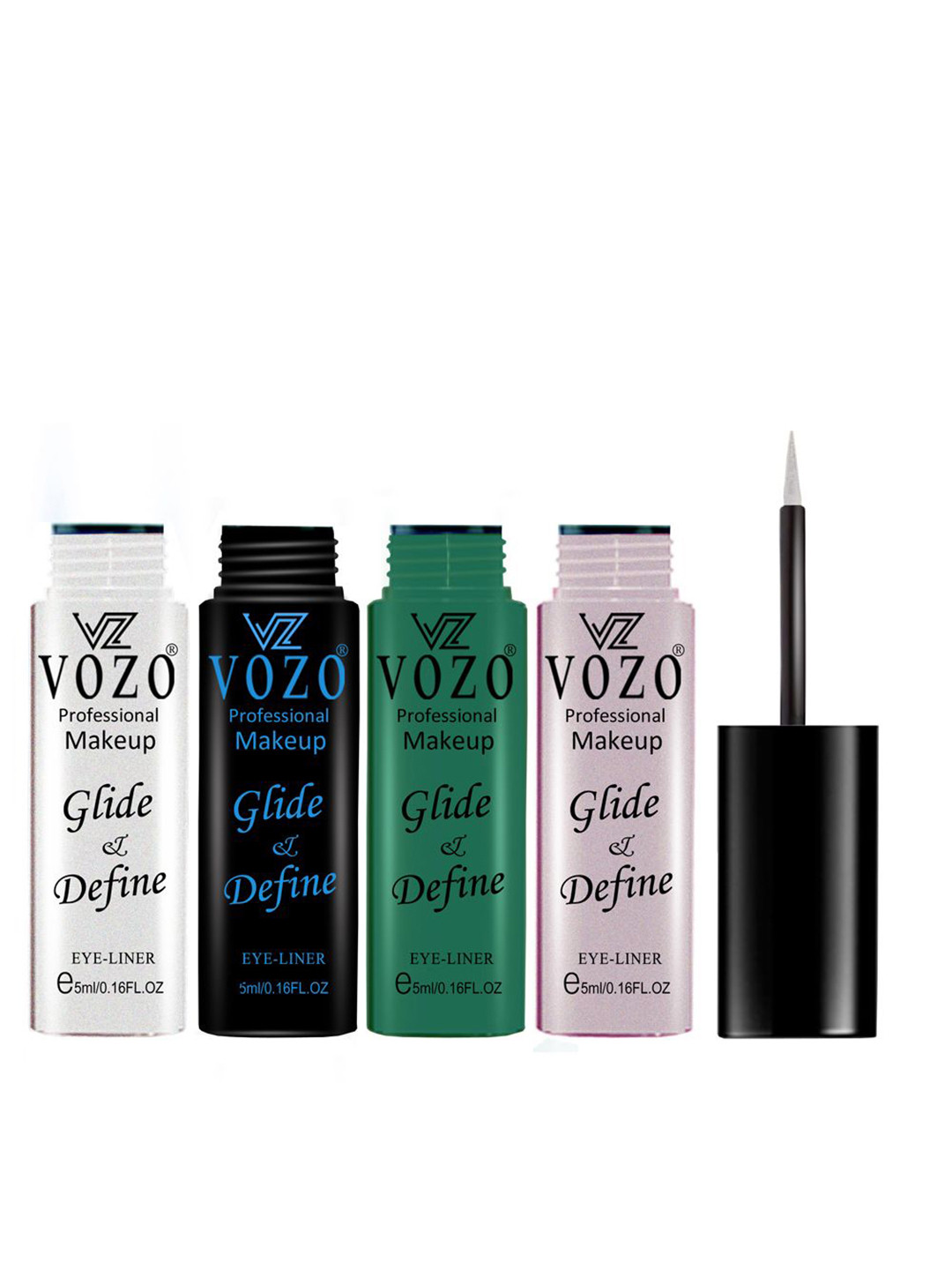 VOZO Set Of 4 Glide & Define Waterproof Liquid Eyeliner - 5 ml Each - 01 - 04 - 05 -11