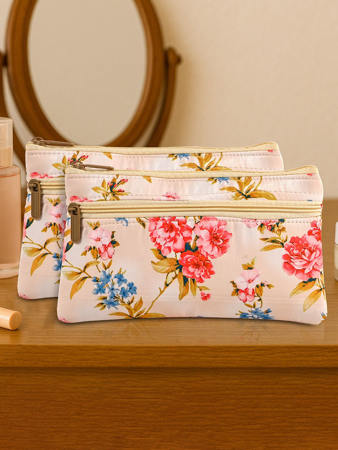 Kuber Industries Set Of 2 Floral Printed Make-Up Pouch