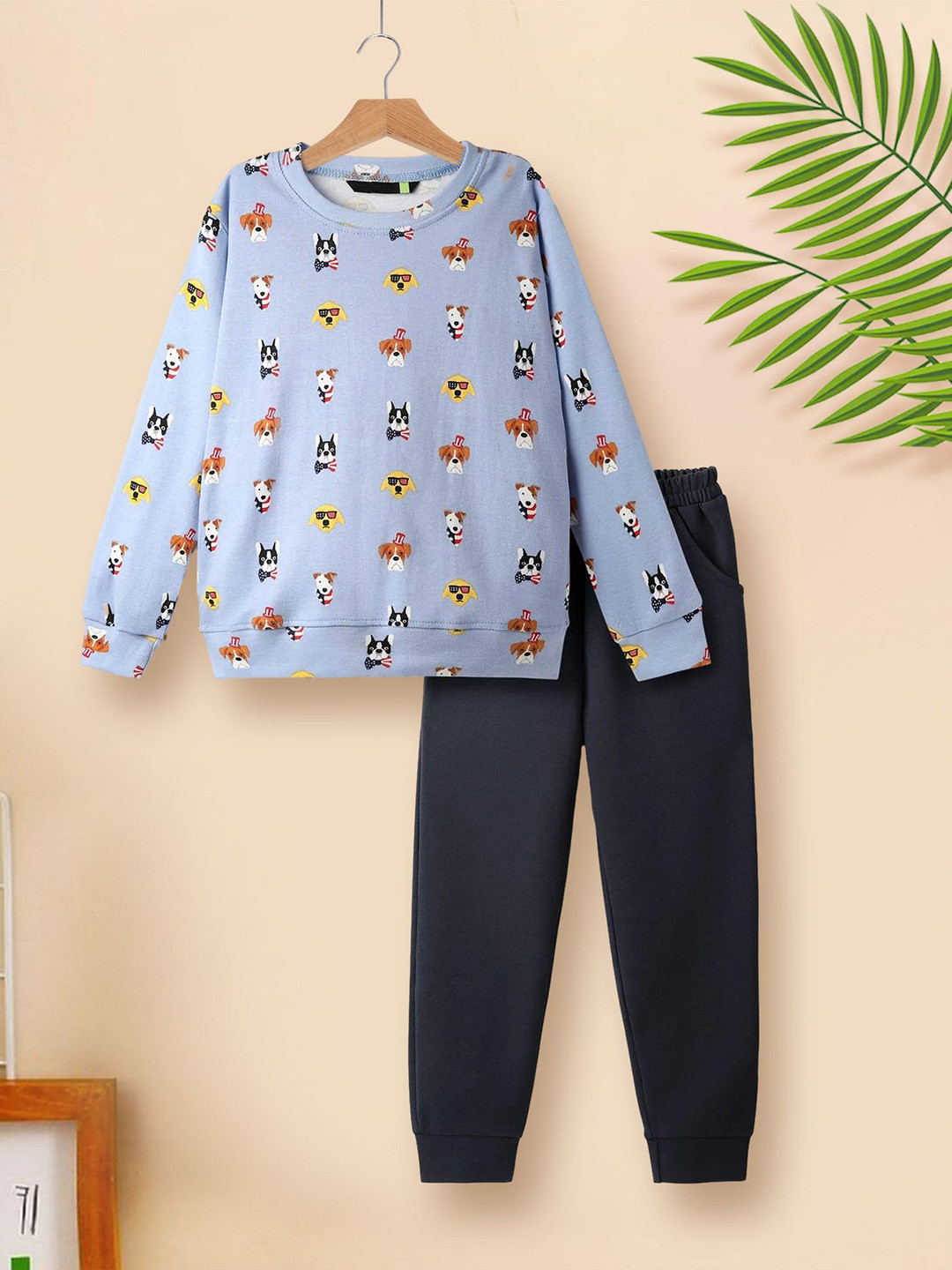 Tiara Boys Printed Long Sleeves Pure Cotton Sweatshirt With Joggers