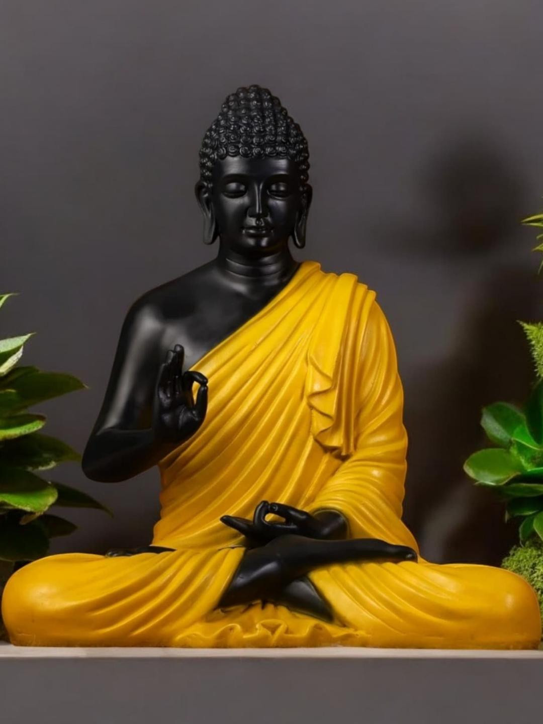 Artisans Bazar Yellow Buddha Idol Showpiece