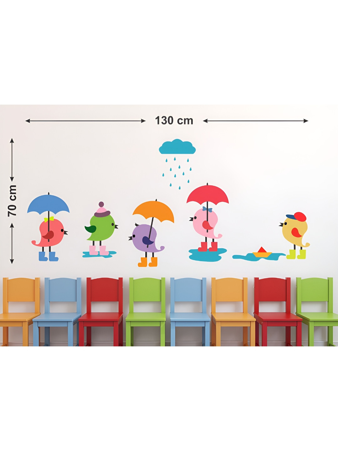 LANSTICK Birds With Rain Self-Adhesive Wall Sticker