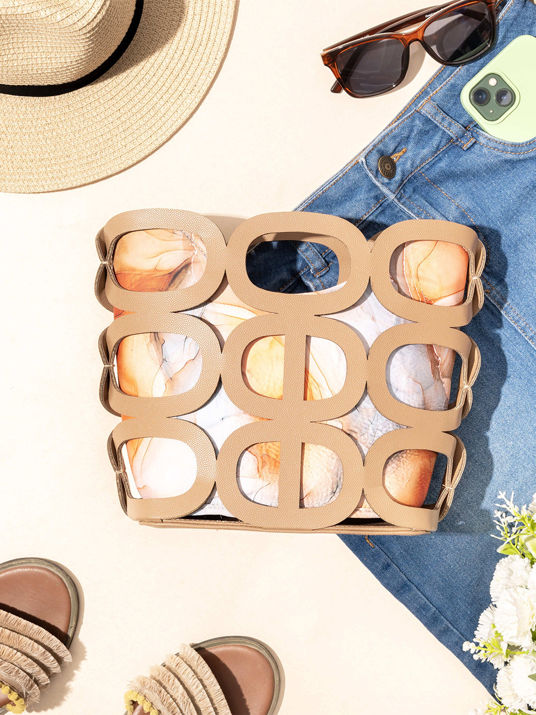 Suave Bags Women Solid Structured Cut Work Handheld Bag