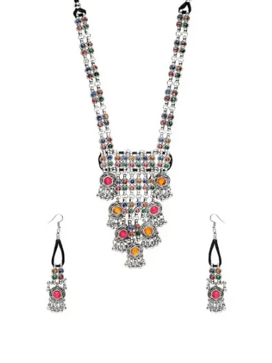 Sangria Women Necklace& Earrings Oxidised Jewellery Set