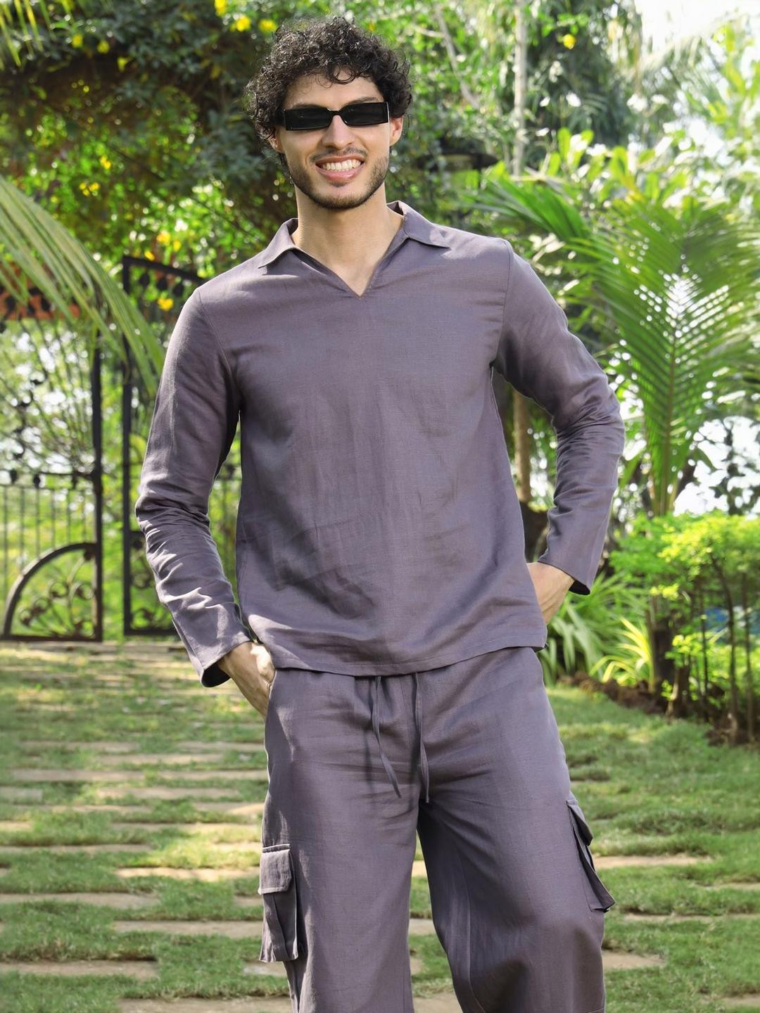 ROAR FOR GOOD Men Thread Work Pastels Kurta