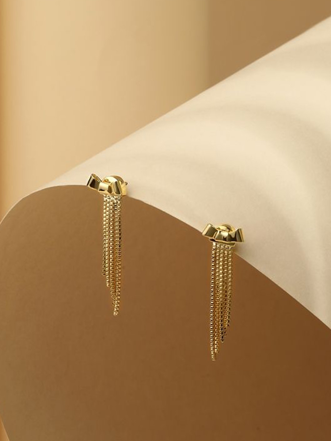 Cierra 18KT Gold Plated Tasselled Contemporary Shaped Drop Earrings