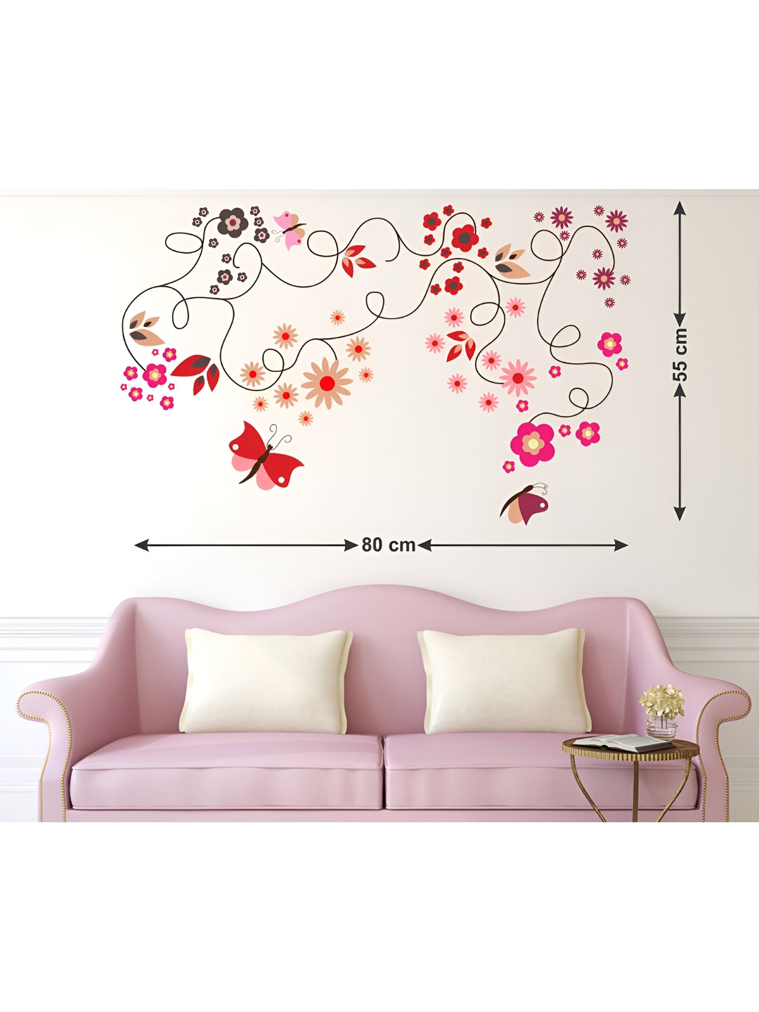 LANSTICK Tree With Butterflies Self-Adhesive Wall Sticker