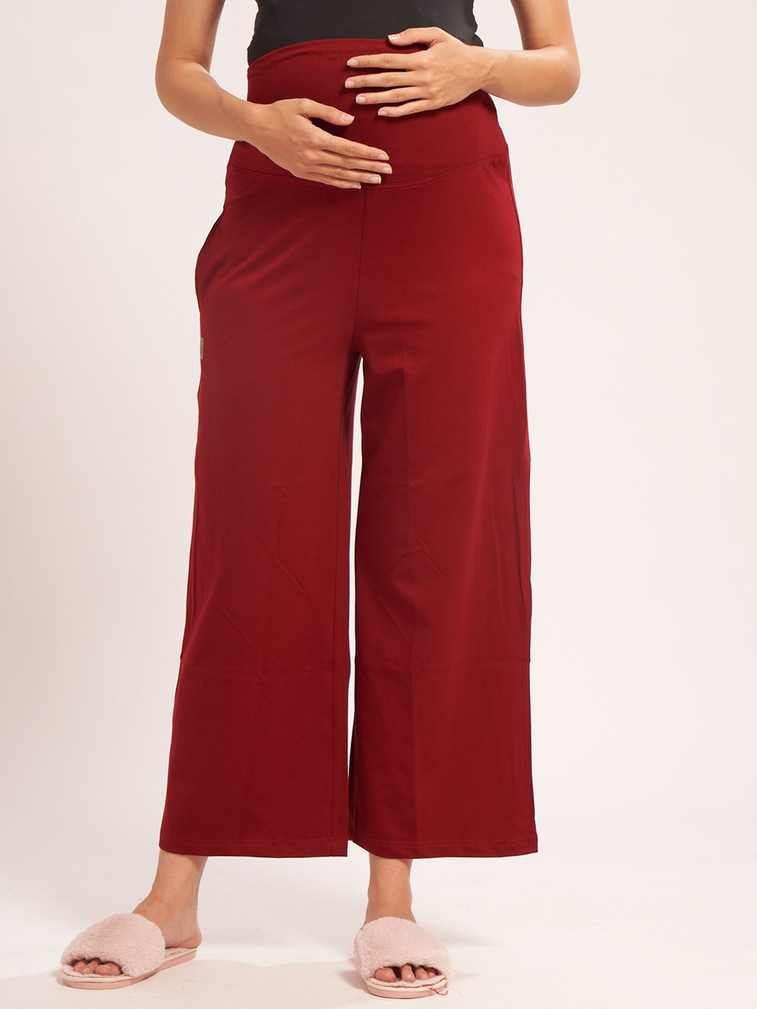 AV2 Women Cotton Comfort High-Rise Maternity Cropped Regular Trousers
