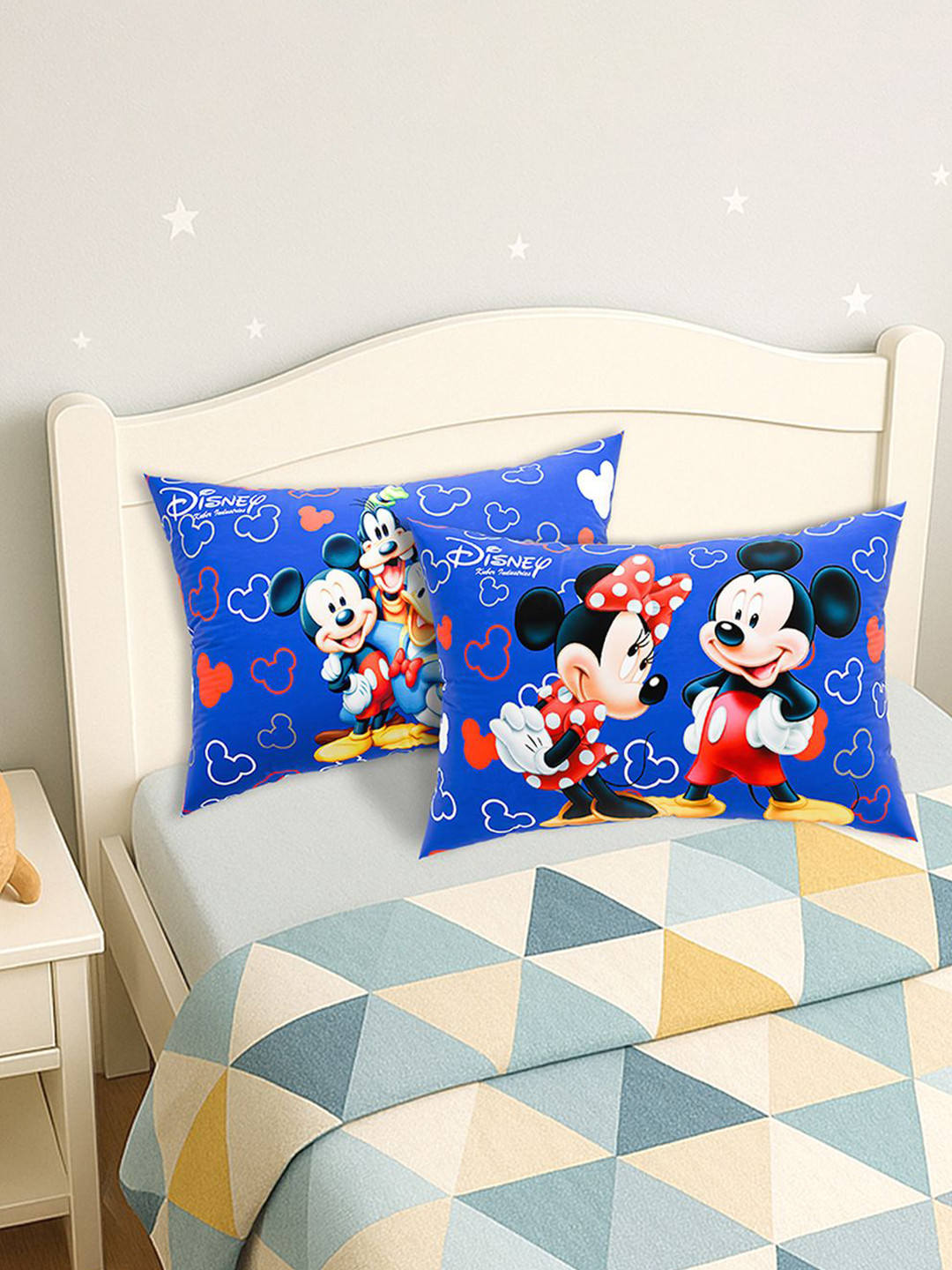 Kuber Industries Blue & Red 2 Pieces Disney Printed Microfiber Sleep Pillows