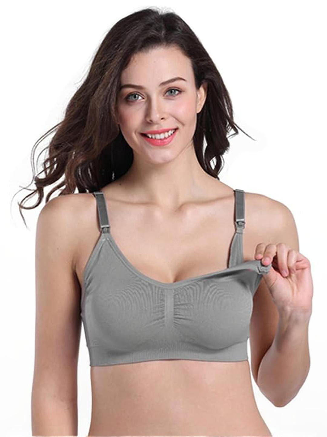 DClub Grey Non-Wired Nylon Maternity Bra