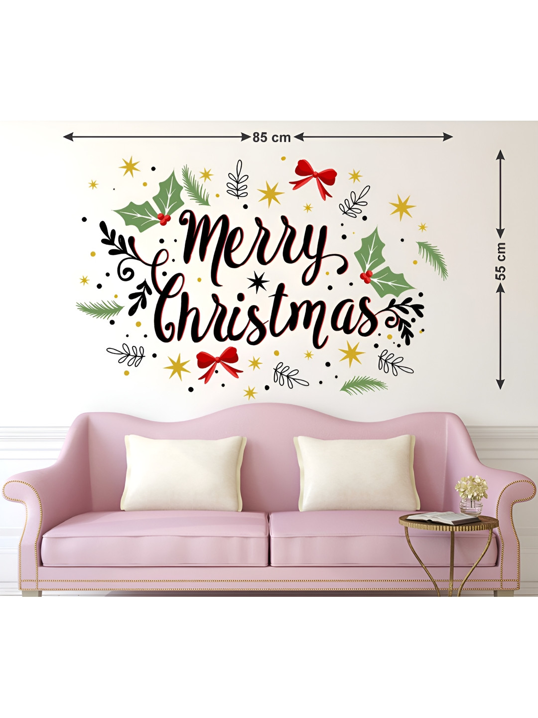 LANSTICK Black Merry Chirstmas Self-Adhesive Wall Sticker