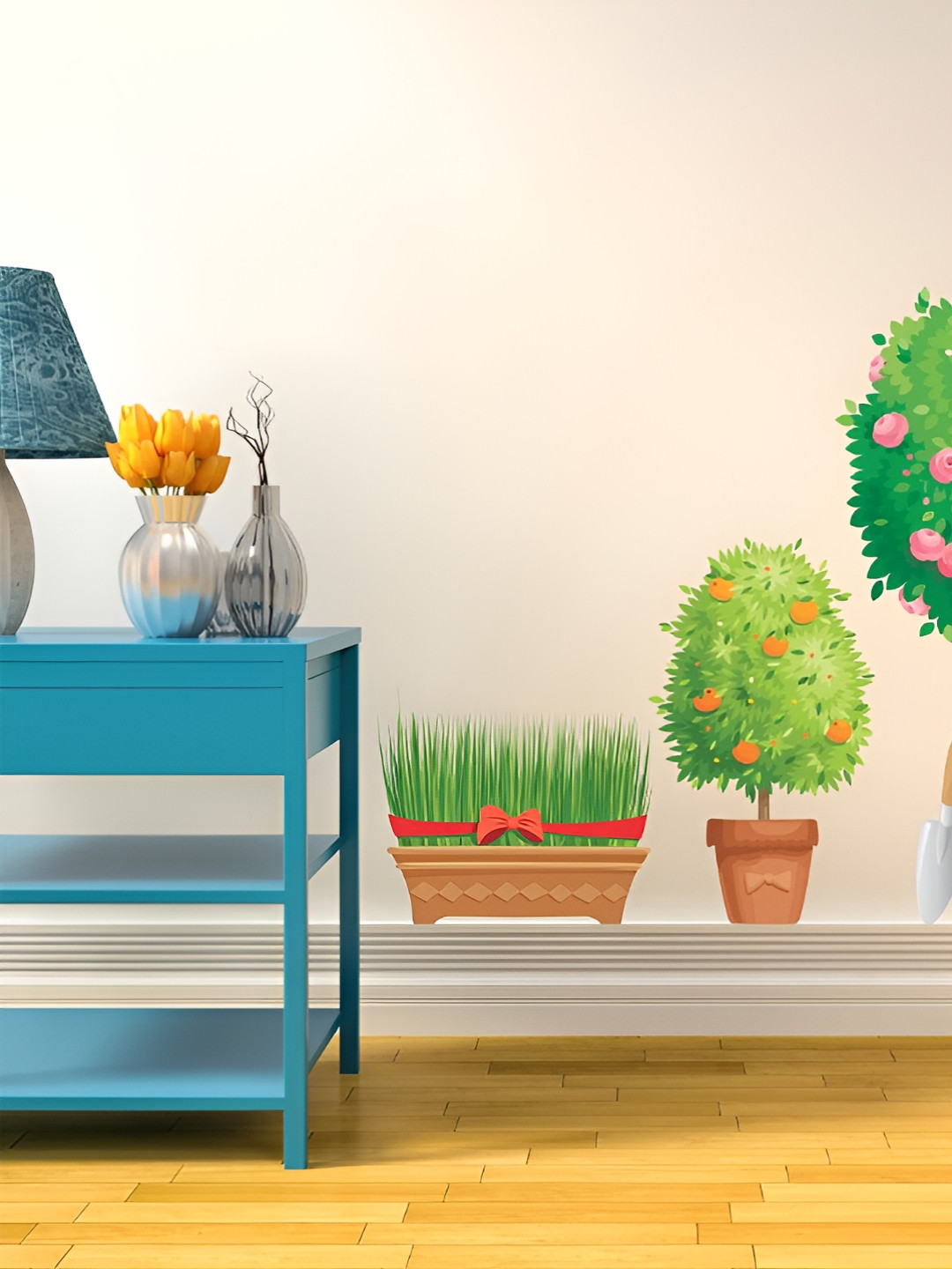 LANSTICK Green Garden View Plant Self-Adhesive Wall Sticker