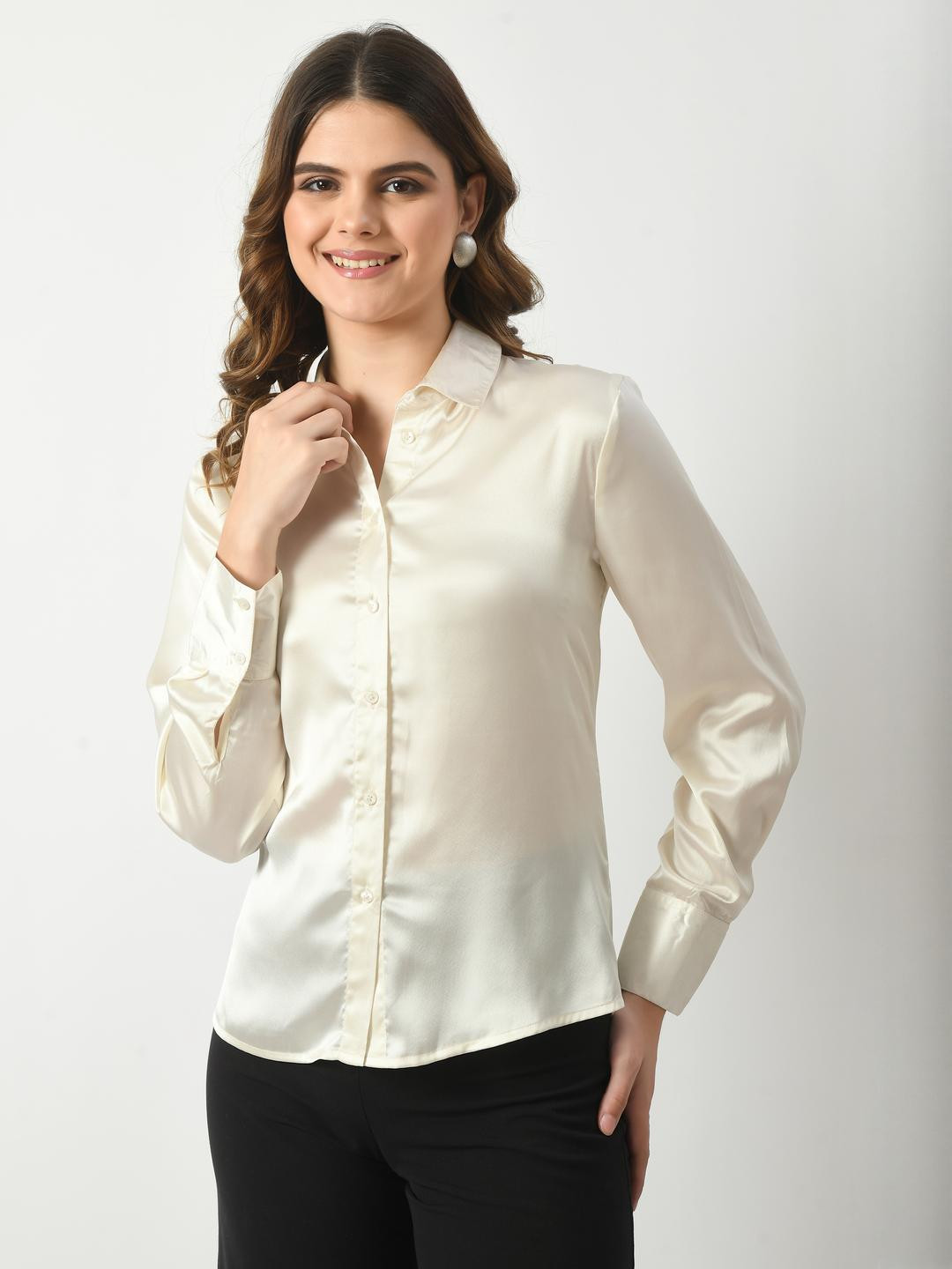 SMERA MART Women Comfort Satin Formal Shirt