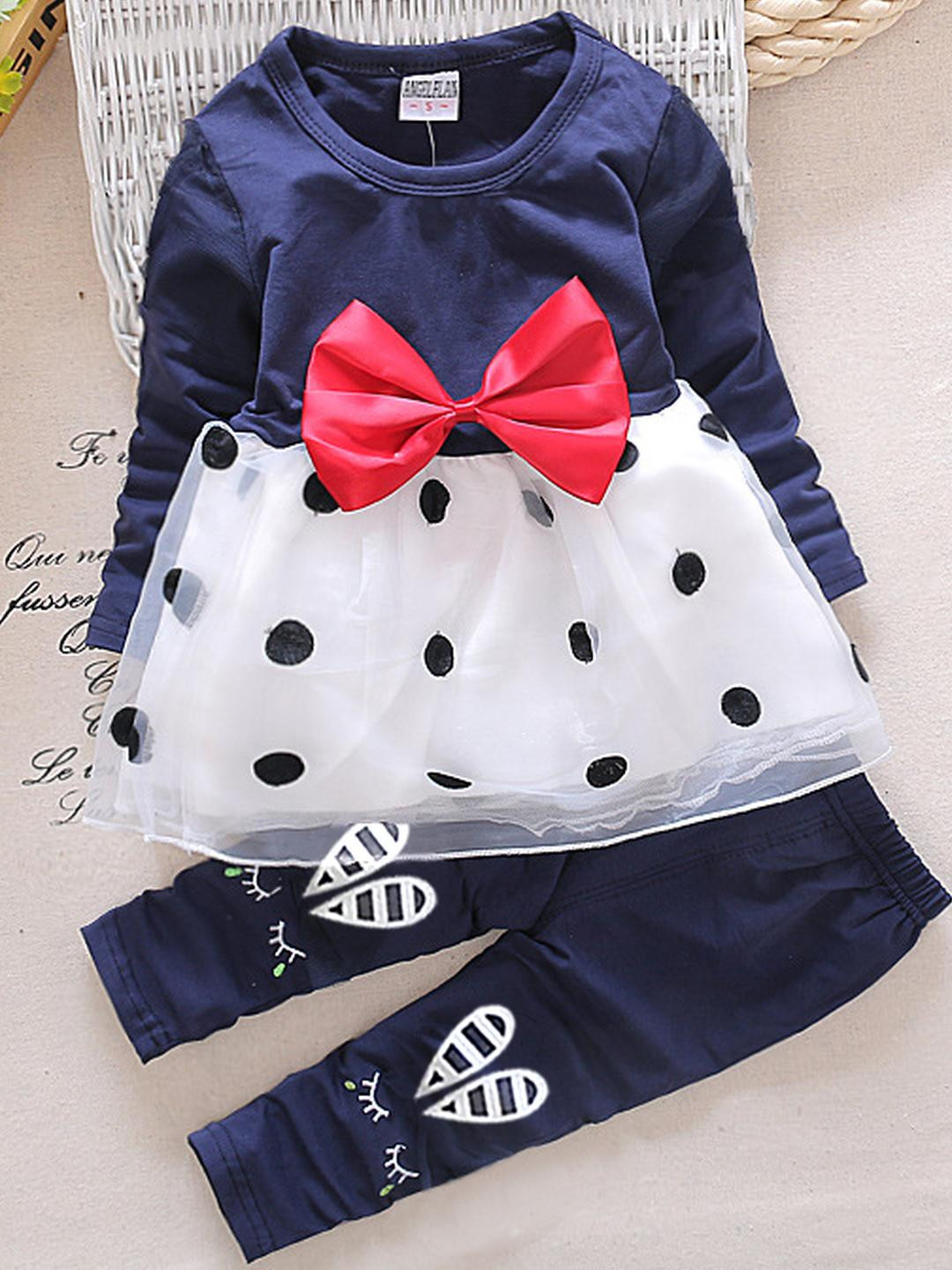 Hikuj Navy Blue Solid Cotton Blend Clothing Set