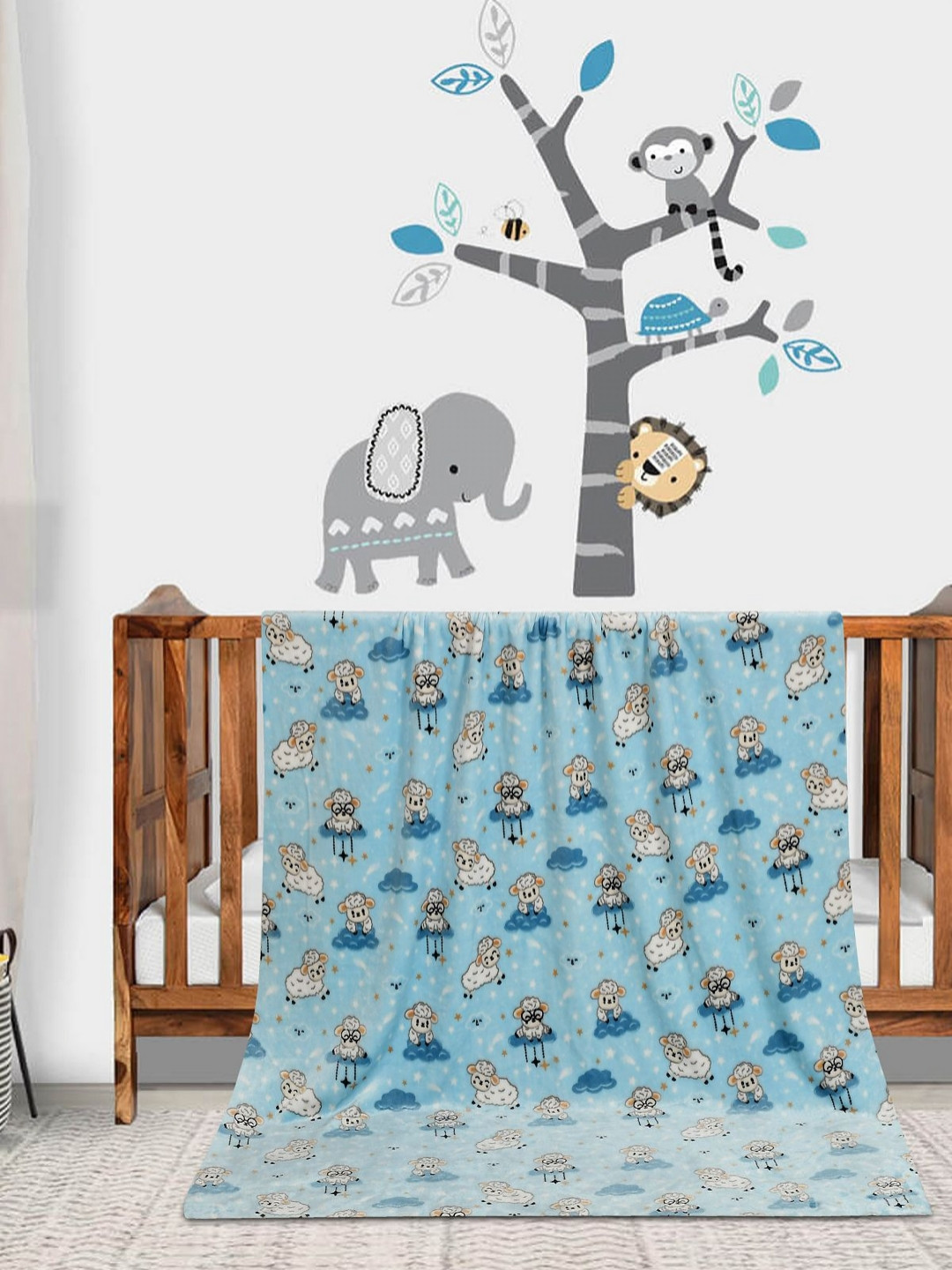 Florida Flannel Baby Blue Cartoon Characters Printed Summer 300 GSM Microfiber Blanket