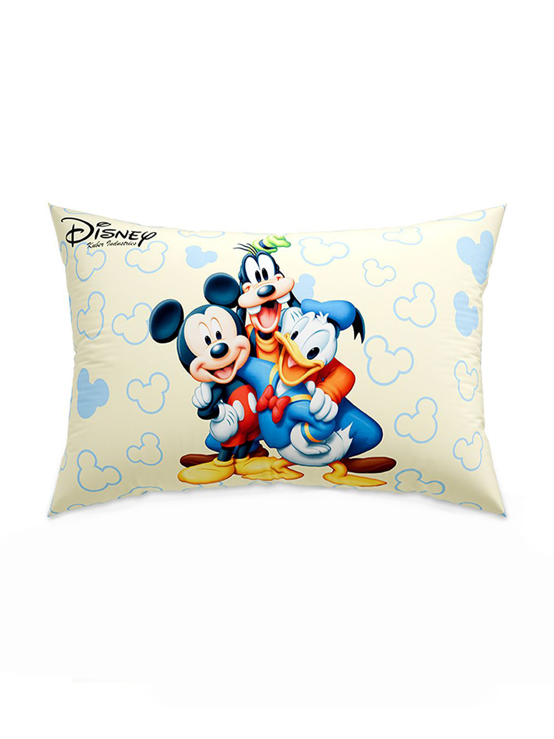 Kuber Industries Cream-Coloured & Blue Disney Printed Microfiber Ultra Soft Sleep Pillow
