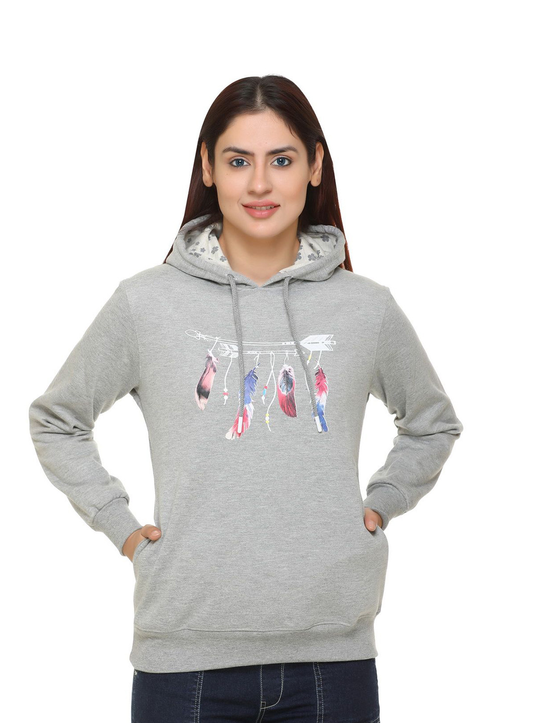 WOOL 4U Women Graphic Printed Hoode Sweatshirt