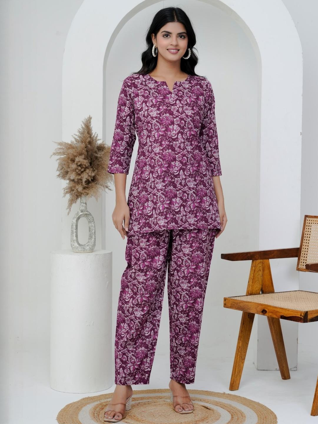Genade Purple  Cotton Blend Clothing Set