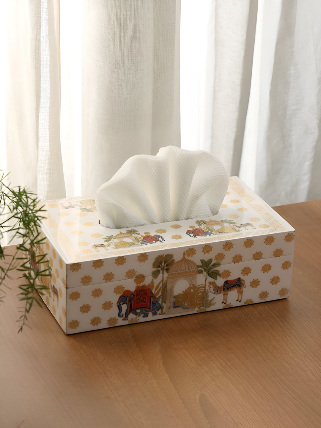 DULI Off White & Yellow Enamel Coated Tissue Holder