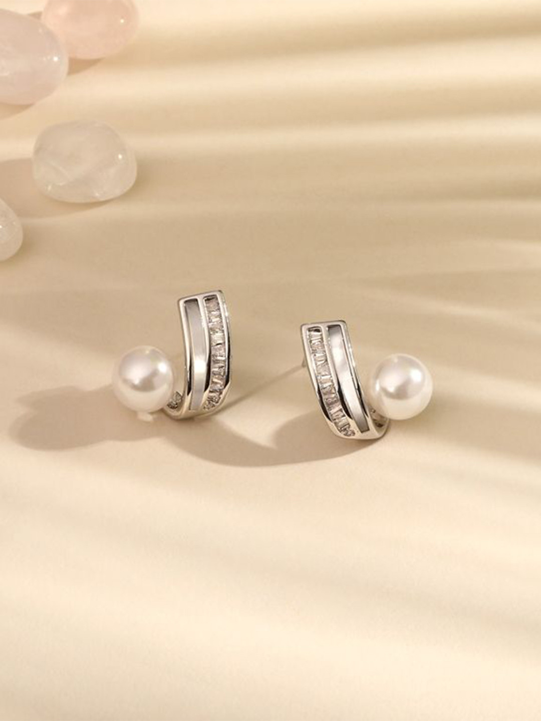 Cierra Silver Plated Freshwater Pearl Beaded Spherical Shaped Studs