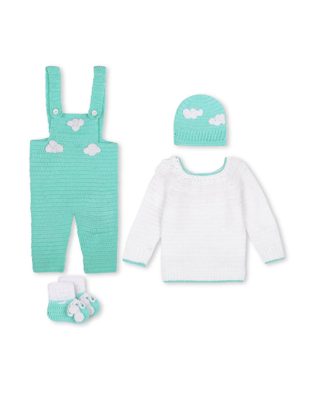 Muskan Sea Green Self Design Pure Wool Clothing Set