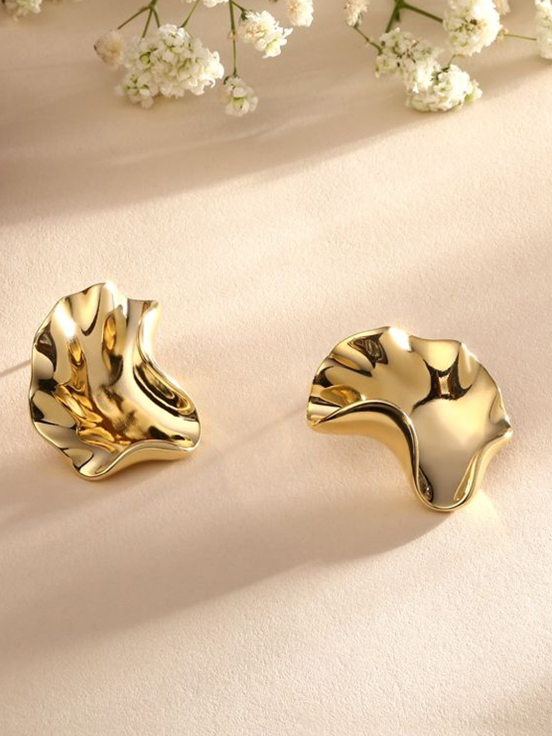 Cierra 18KT Gold-Plated Irregular Fold Shaped Studs