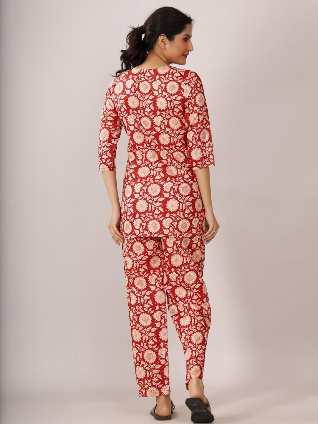 Genade Red  Cotton Blend Clothing Set