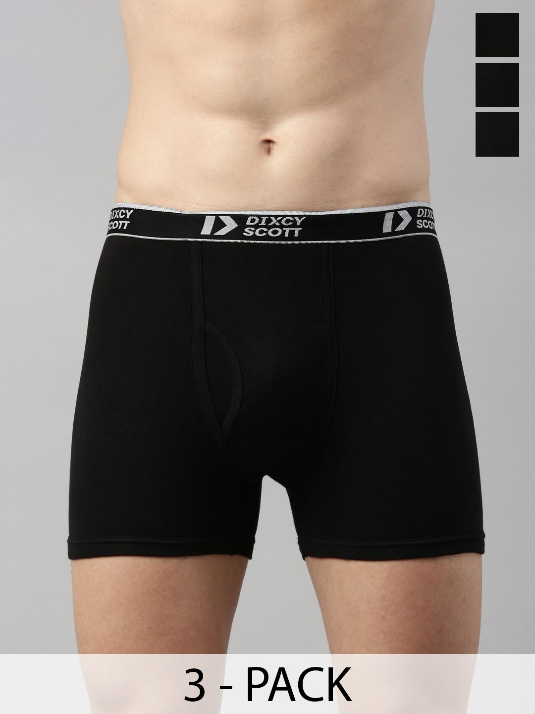 Dixcy Scott Originals 3-Pcs Pure Cotton Mid-Rise Trunks TITAN-TRNK-P3, BLBLBL