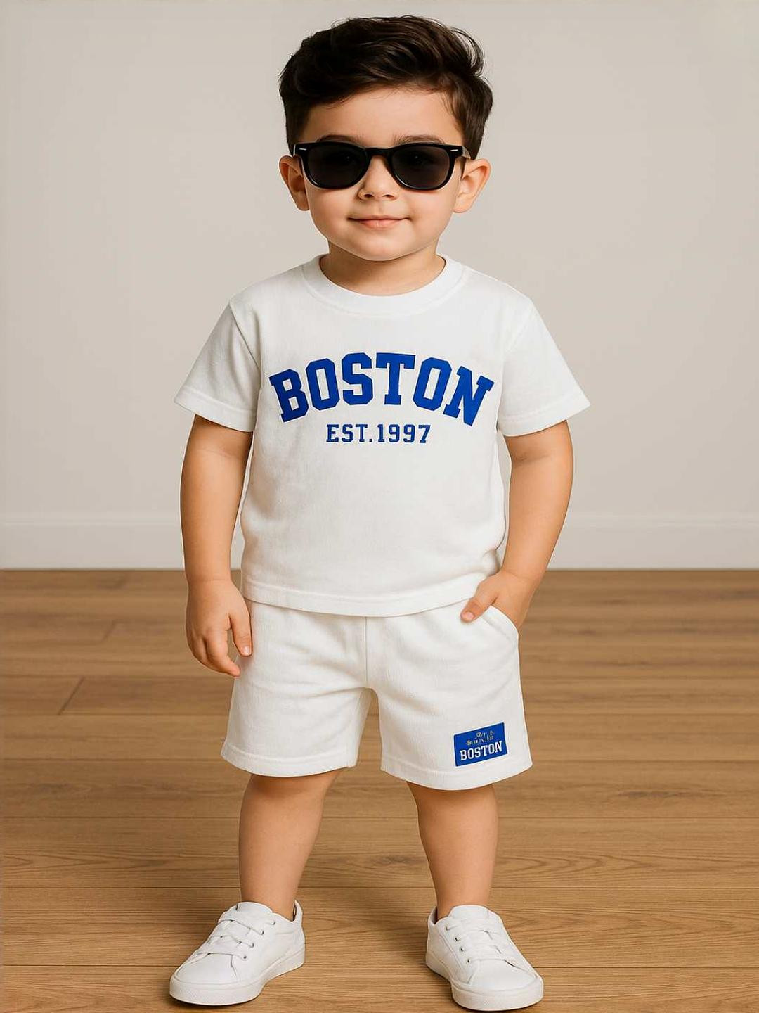 RAMIAAZ White Self Design Cotton Blend Clothing Set