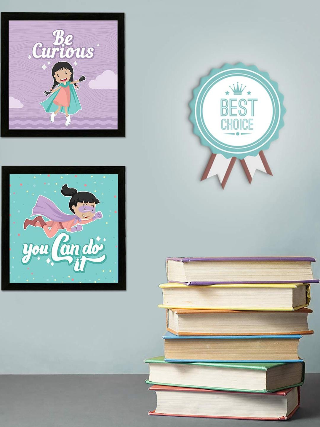 Chaka Chaundh Black & Lavender Set of 4 Piece Wood Other Wall Photographs