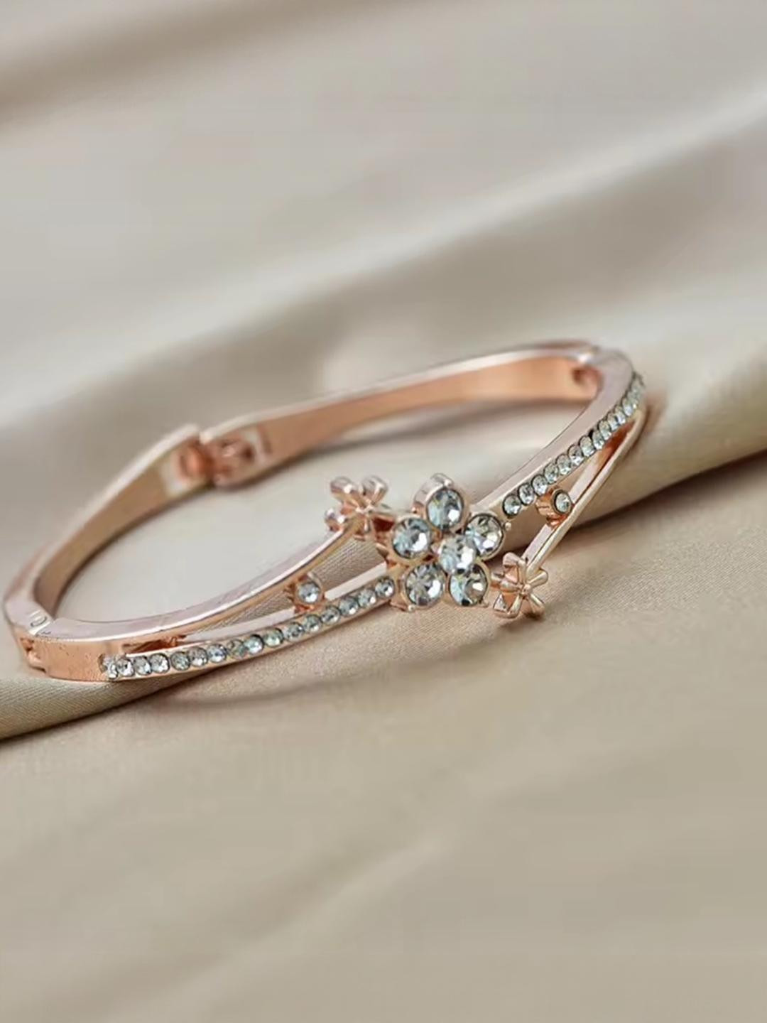 18k Rose Gold Plated Crystal Bangle Bracelet for Women