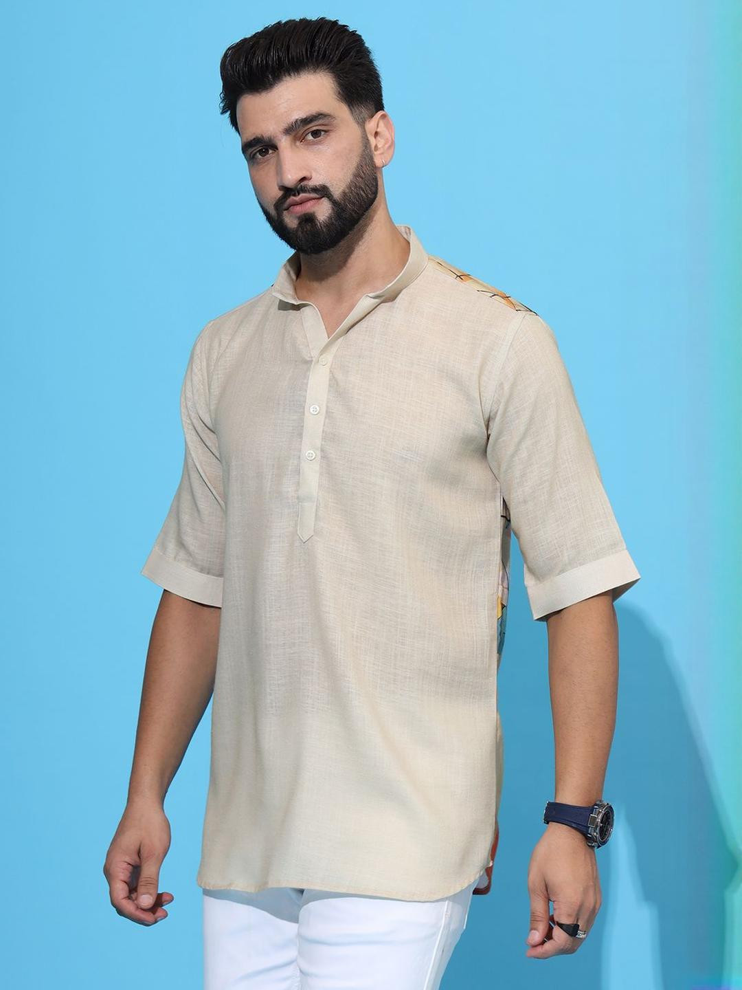 STICHRICH Premium Abstract Printed Slim Collar Opaque Shirt