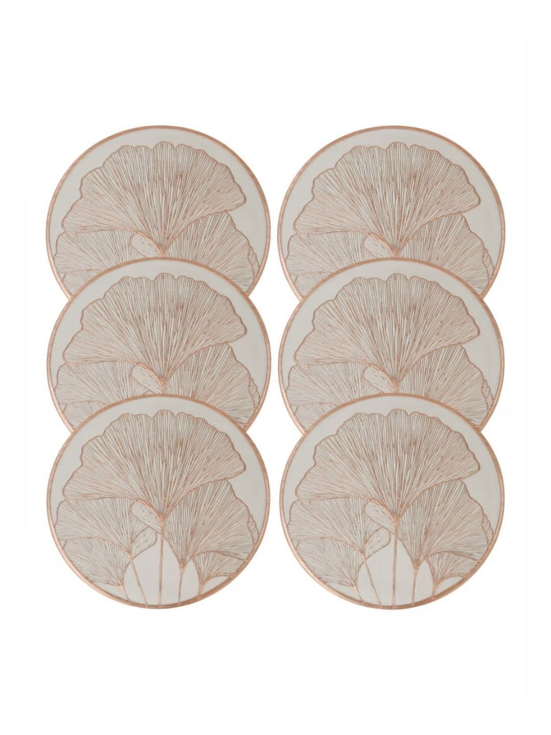 LooMantha 6-Pcs Copper & White Foil Printed Waterproof Table Placemats