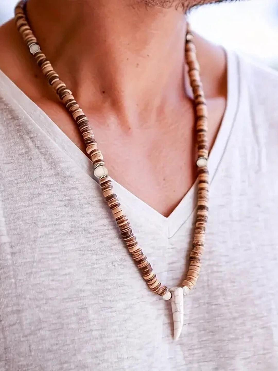 THE MEN THING Brown Alloy Minimal Necklace