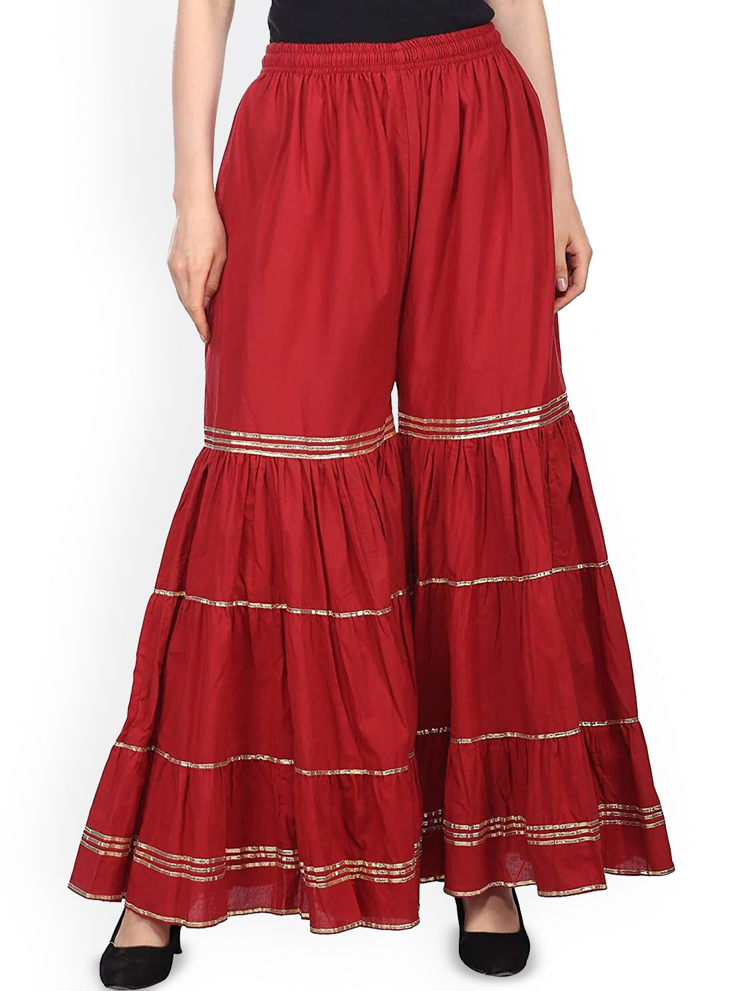 SRISARAS Women Flared Gotta Patti Gharara