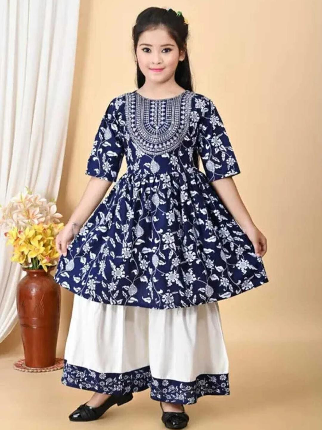 N FASHION AFIYA Blue  Cotton Blend Clothing Set