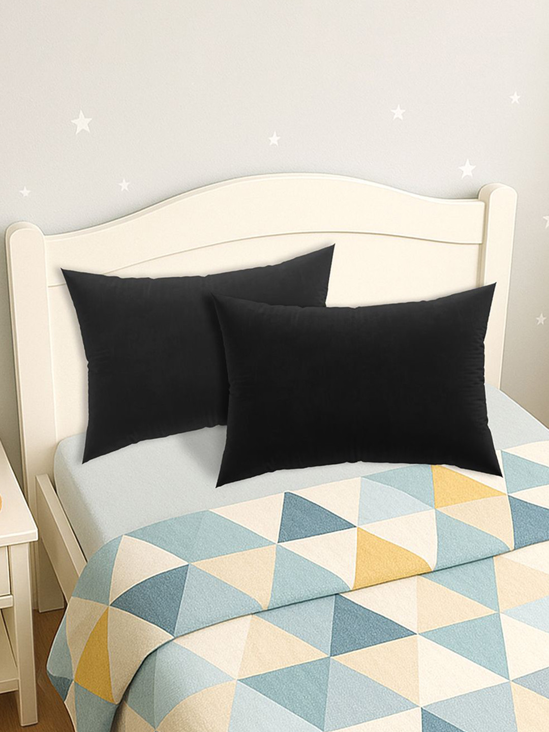 Kuber Industries Black 2 Pieces Microfiber Sleep Pillows