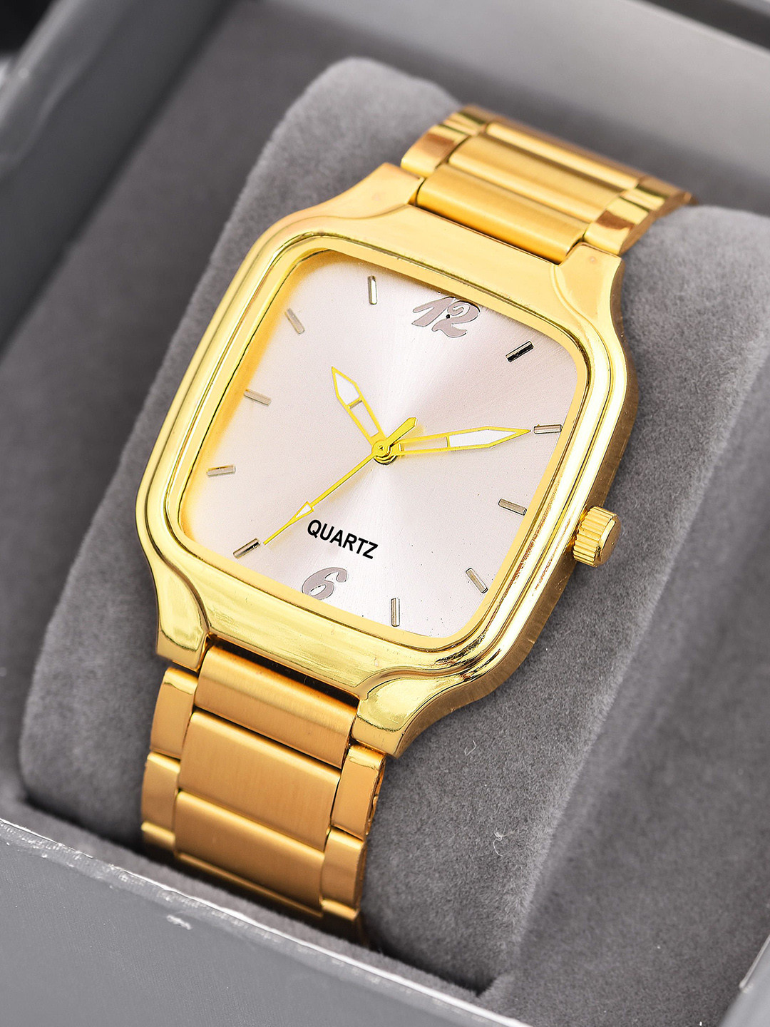 SWADESI STUFF Men Square Dial & Bracelet Style Analogue Watch SDS 166 GOLD MA SILVER 2028