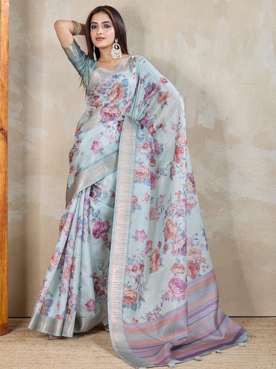 Anjor Floral Zari Saree