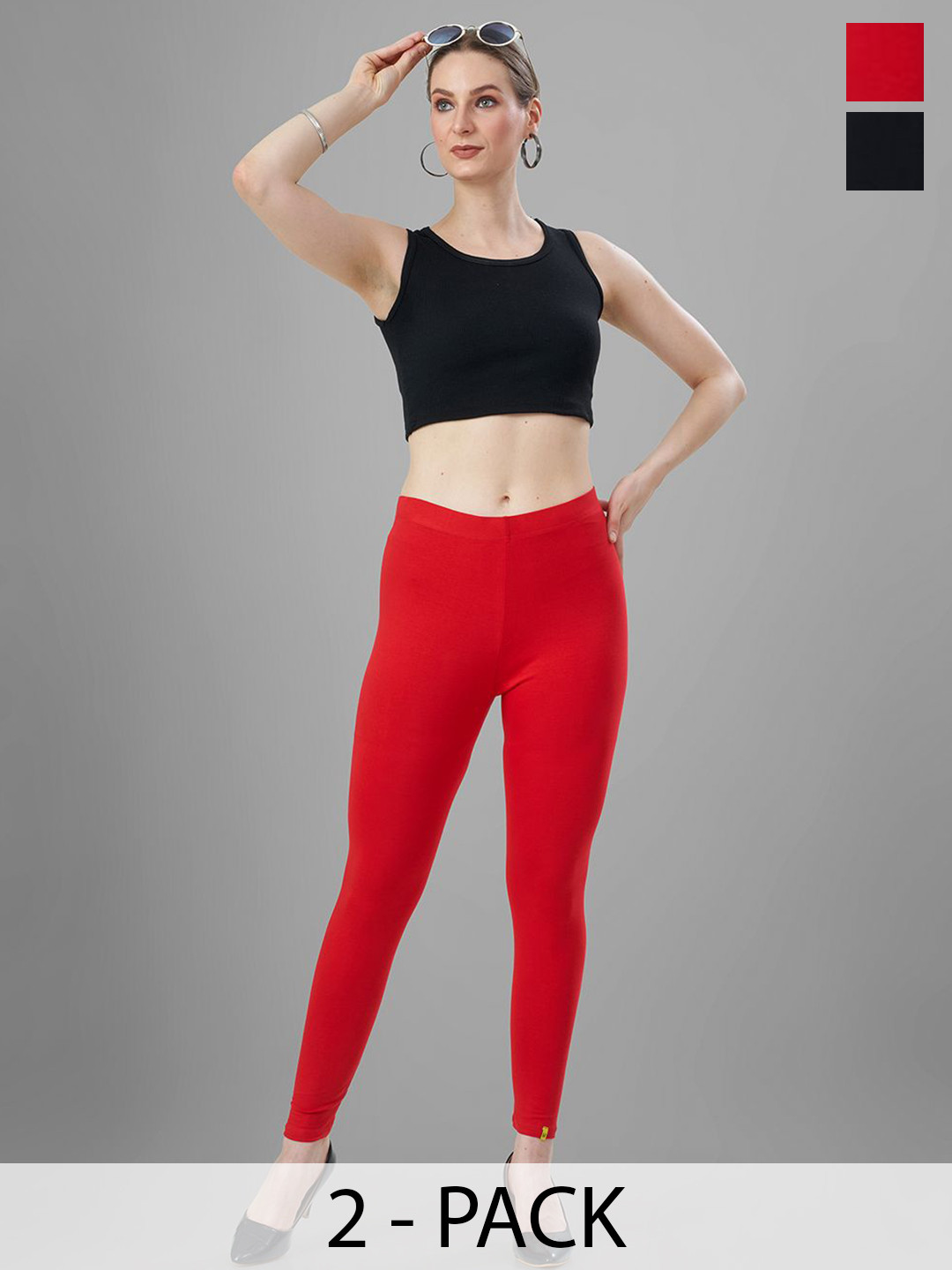 T19 Pack Of 2 4-Way Stretchable Ankle Length Leggings