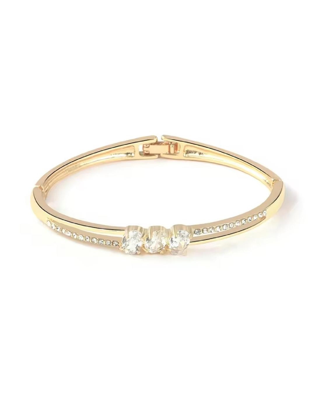 Shining  Jewellery Stylish 18k Gold Plated Crystal Bangle Bracelet for Women