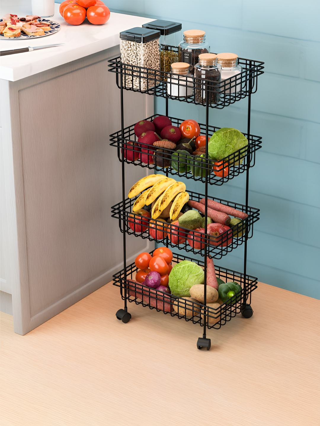 RUBOXA Black 2025 Steel Multi-Purpose Kitchen Organizer