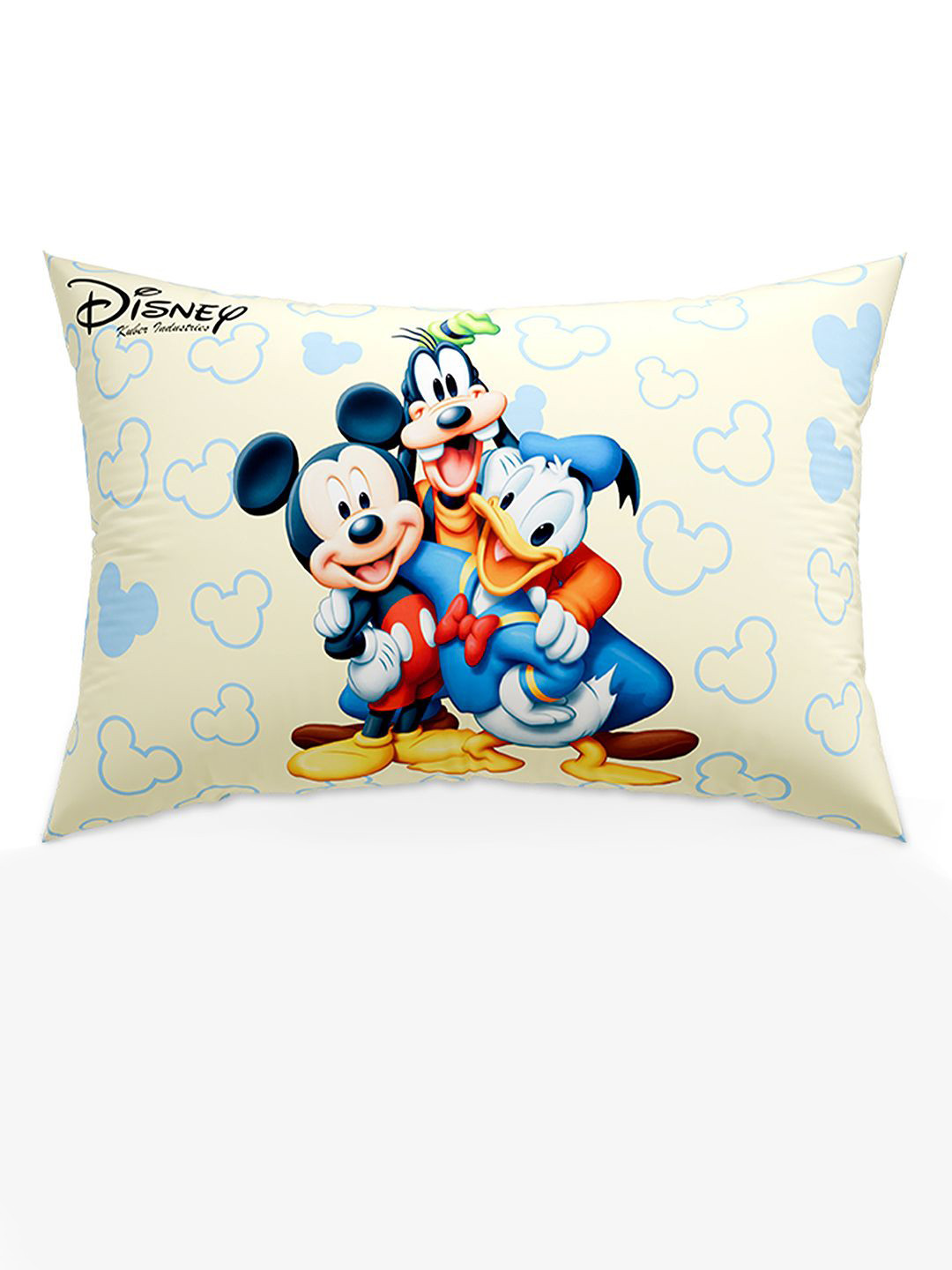 Kuber Industries Cream-Coloured & Blue Disney Printed Microfiber Ultra Soft Sleep Pillow