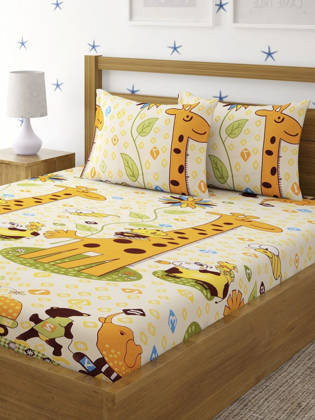 Myntra Elegant Homes Cartoon Characters Printed Queen Size Bedsheet with 2 Pillow Covers