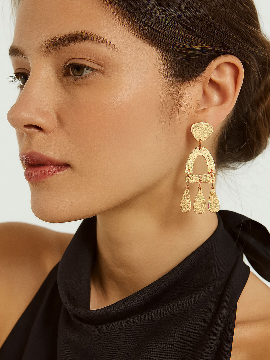 Accessorize Textured Triple Teardrop Shaped Drop Earrings