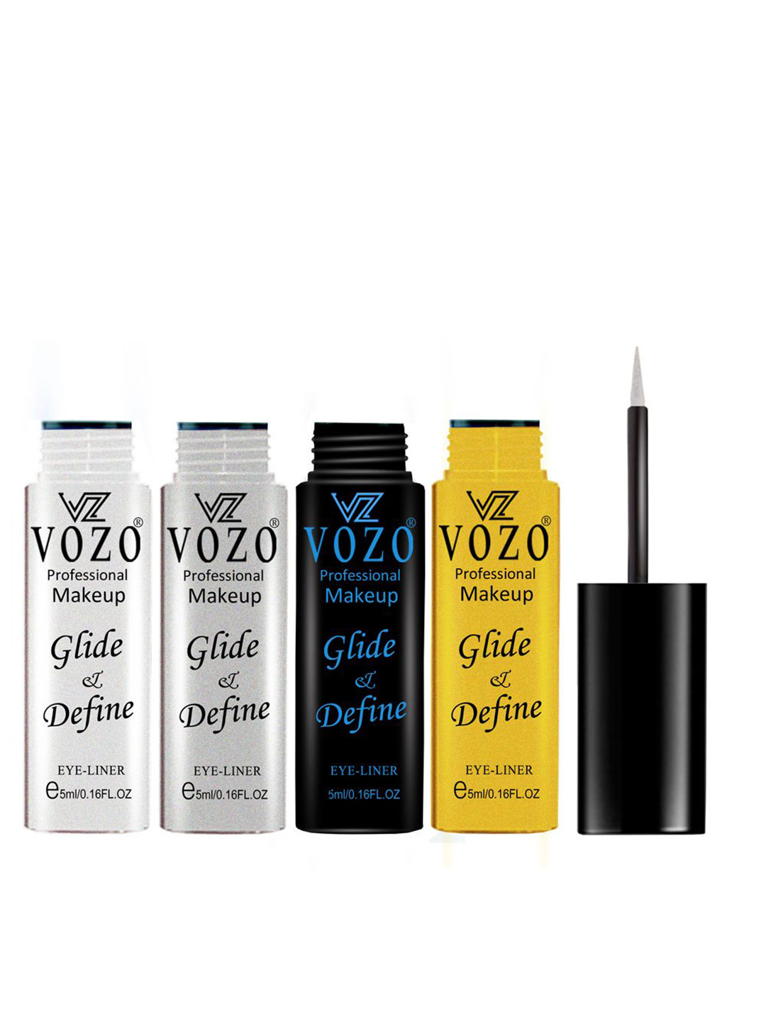 VOZO Set Of 4 Glide & Define Waterproof Liquid Eyeliner - 5 ml Each - 01 - 03 - 04 -10