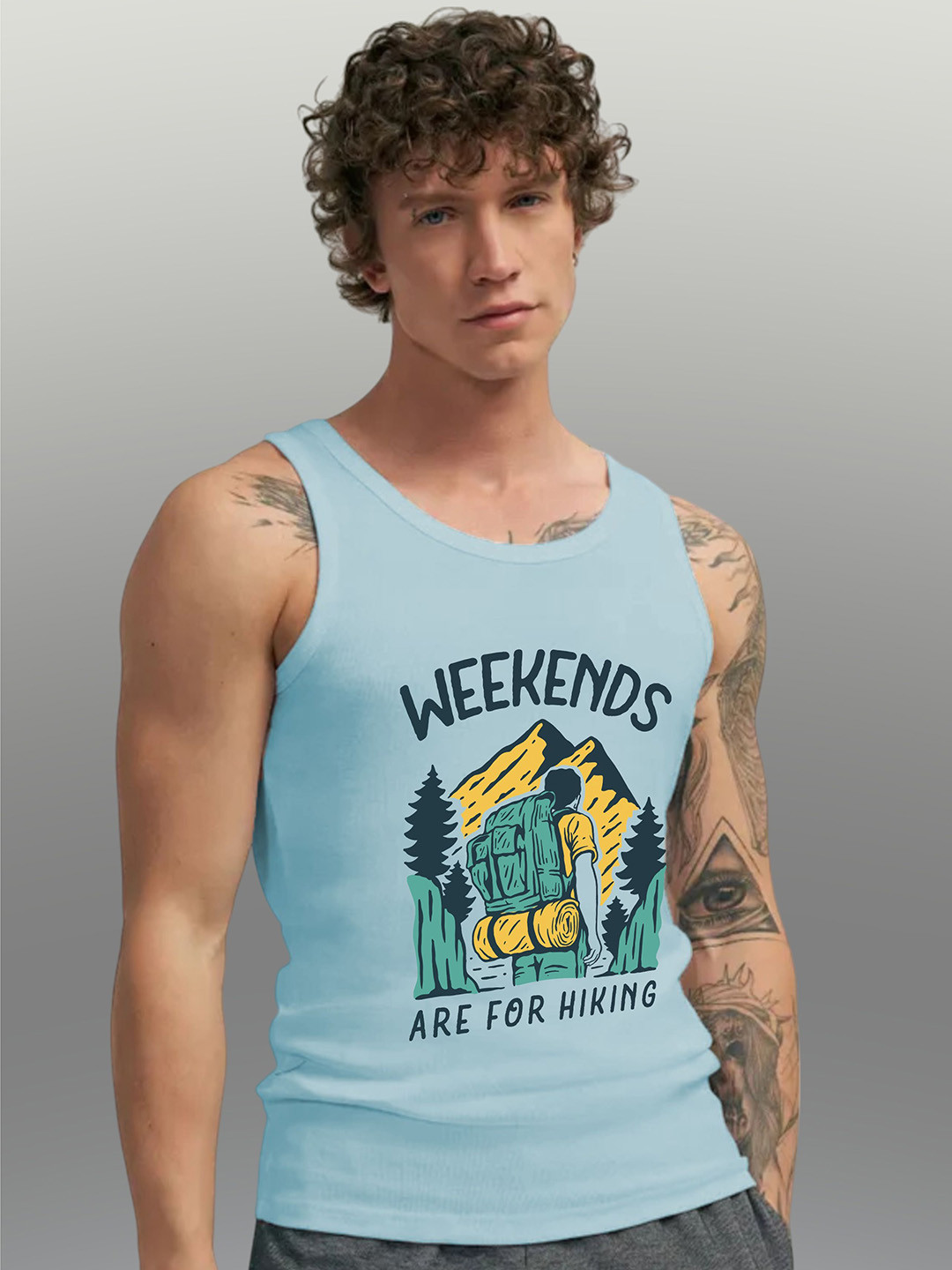 Uniplanet store Printed Scoop Neck Gym Vest UVM-WEEKENDS-SKBL-S