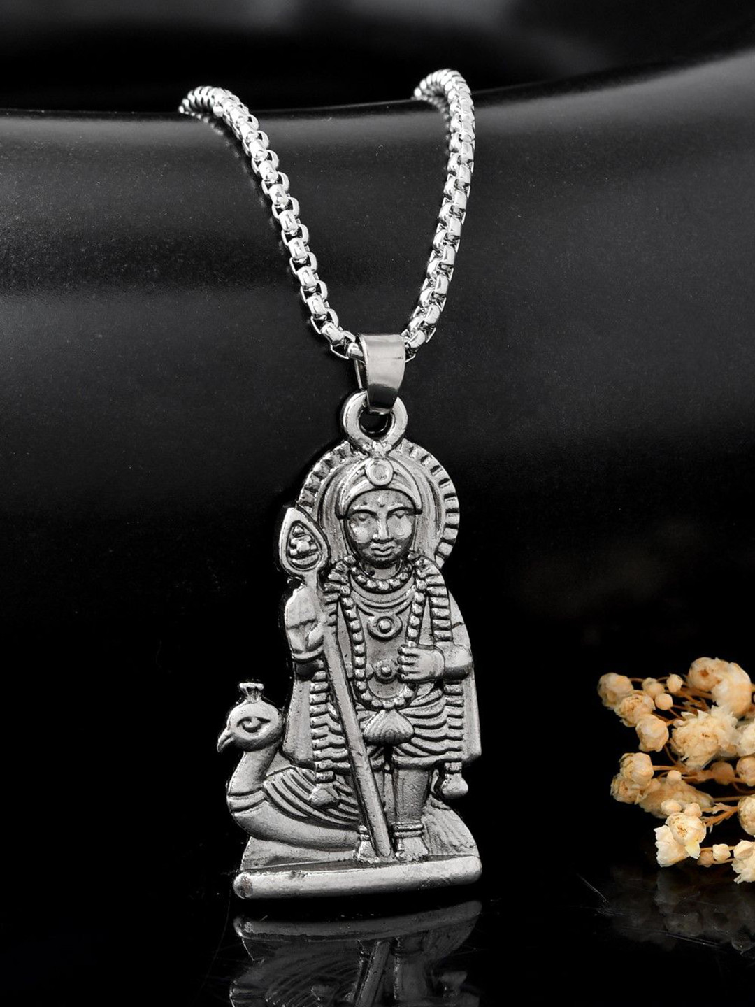 AGARWALPRODUCT Unisex Stainless Steel Lord Kartikye Pendant With Chain